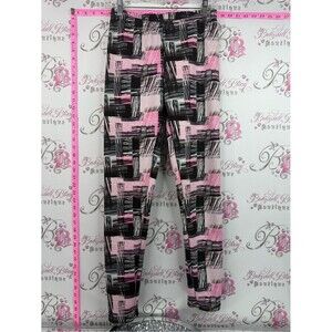 Just cozy fleece lined pants abstract ' Pink and Black Printed Skinny Leggings